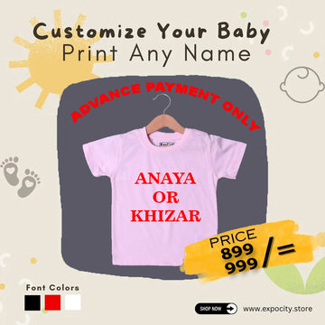 CUSTOMIZE YOUR NAME PRINT ON PINK HALF SLEEVES T-SHIRT